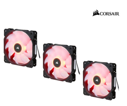 Corsair Air Flow 120mm Fan Low Noise Edition / Red LED 3 PIN - Hydraulic Bearing, 1.43mm H2O. Superior cooling performance. Three Pack! Corsair