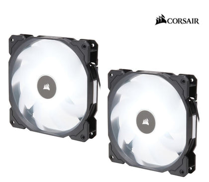 Corsair Air Flow 140mm Fan Low Noise Edition / White LED 3 PIN - Hydraulic Bearing, 1.43mm H2O. Superior cooling performance. TWIN Pack! Corsair