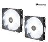 Corsair Air Flow 140mm Fan Low Noise Edition / White LED 3 PIN - Hydraulic Bearing, 1.43mm H2O. Superior cooling performance. TWIN Pack! Corsair