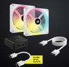 Corsair iCUE LINK QX140 RGB 140mm PWM PC Fans Starter Kit with iCUE LINK System Hub - White, Static Pressure Flow Type, 2000 RPM