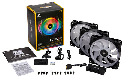 Corsair Light Loop Series, LL120 RGB, 120mm Dual Light Loop RGB LED PWM Fan, 3 Fan Pack with Lighting Node PRO Corsair