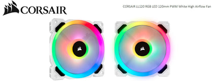 Corsair Light Loop Series, White LL120 RGB, 120mm Dual Light Loop RGB LED PWM Fan, Single Pack Corsair