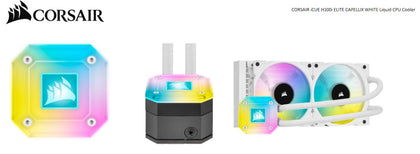 Corsair H100i Elite CAPELLIX 240mm Radiator White, 2x ML120 RGB PWM Fans, Ultra Bright RGB Pump Head. Liquid Cooling. (LS) Corsair