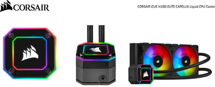 Corsair H100i Elite CAPELLIX 240mm Radiator, 2x ML120 RGB PWM Fans, Ultra Bright RGB Pump Head liquid cooler. (LS) CFCW-H100IE-CP-XT Corsair