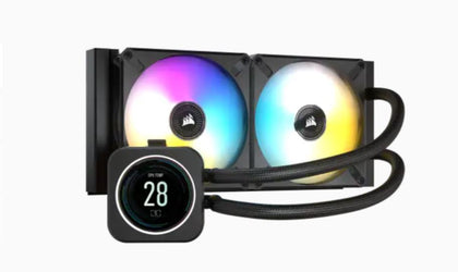 (LS) Corsair H100i Elite LCD XT, 240mm, IPS LCD, High Performance Pump, and RGB LED. Zero RPM, Commander Core, 1700 and TRX4, CPU Liquid Cooler