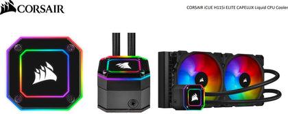 Corsair H115i Elite CAPELLIX 280mm Radiator, 2x ML140 RGB PWM Fans, Ultra Bright RGB Pump Head. Liquid Cooling, (LS) > CFCW-H115IE-CP-XT Corsair