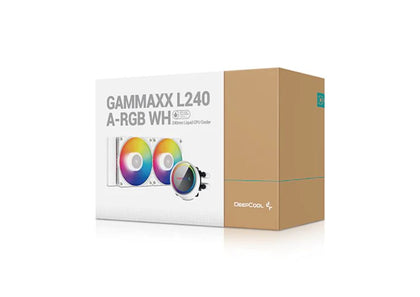 DeepCool Gammaxx L240 A-RGB White (1700 bracket Included) 2 x ARGB PWM Fans, Anti-Leak, Intel LGA2066/2011-v3/2011/1700/1200/1151/1150/1155 AMD AM4 DEEPCOOL