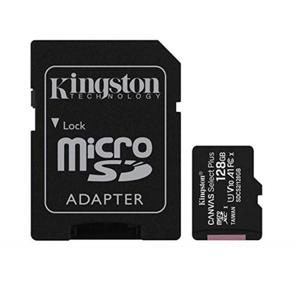 Kingston 128GB MicroSD SDHC SDXC Class10 UHS-I Memory Card 100MB/s Read 10MB/s Write with standard SD adaptor ~SDCS/128GB Kingston