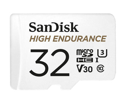 SanDisk High Endurance 32GB microSD 100MB/s 40MB/s 2.5K hrs 4K UHD C10 U3 V30 -40°C to 85°C Heat Freeze Shock Temp Water X-ray Proof SD Adapter >16GB Sandisk