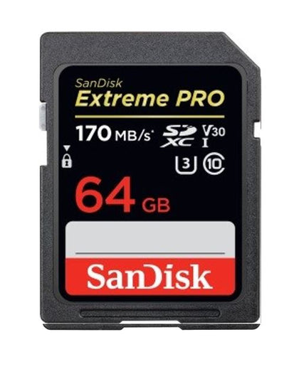 SanDisk 64GB Extreme PRO Memory Card 170MB/s Full HD & 4K UHD Class 30 Speed Shock Proof Temperature Proof Water Proof X-ray Proof Digital Camera life Sandisk
