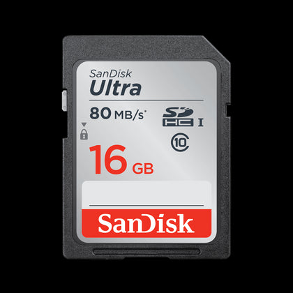 (LS) SanDisk Ultra 16GB SDHC SDXC UHS-I Memory Card 80MB/s Full HD Class 10 Speed Shock Proof Temperature Proof Water Proof X-ray Proof Digital- EOL s