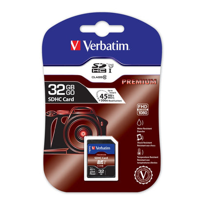 Verbatim SDHC 32GB (Class 10) Up to 45MB/Sec 300X read speed Verbatim