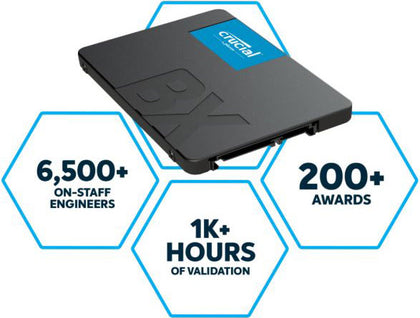 Crucial BX500 1TB 2.5' SATA3 6Gb/s SSD - 3D NAND 540/500MB/s 7mm 1.5 mil MTBF 3yr wty Acronis True Image Solid State Drive Micron (Crucial)