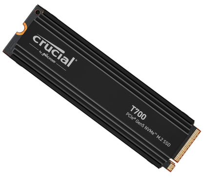 Crucial T700 2TB Gen5 NVMe SSD Heatsink - 12400/11800MB/s R/W 1200TBW 1500K IOPs 1.5M hrs MTTF with DirectStorage for Intel 13th Gen & AMD Ryzen 7000