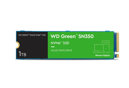 Western Digital WD Green SN350 1TB M.2 NVMe SSD 3200MB/s 2500MB/s R/W 340K/380K IOPS1M hr MTTF 3yrs wty Western Digital