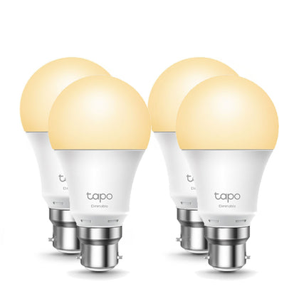 TP-Link Tapo L510B(4-Pack) Smart Wi-Fi Light Bulb, Bayonet Fitting Dimmable, No Hub Required, Voice Control, Schedule & Timer 2700K 8.7W 2.4 GHz 802.1 TP-LINK