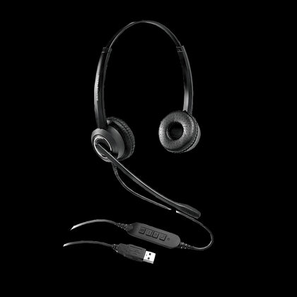 Grandstream GUV3000 Dual Ear USB Headset, Noise Canceling Microphone, HD Audio, 2m USB Cable, Suits Teams, Zoom, 3CX, Inline Controls freeshipping - Goodmayes Online