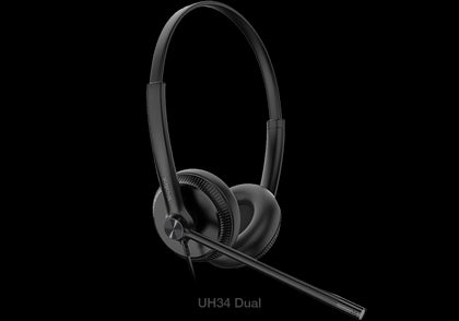 Yealink UH34 Dual Ear Wideband Noise Cancelling Microphone - USB Connection, Leather Ear Cushions, Designed for Microsoft Teams Yealink