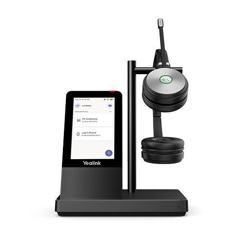 Yealink WH66 Dual Teams Edition  DECT Wirelss Headset With Touch Screen, Busylight On Headset, Leather Ear Cushions Yealink