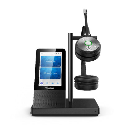 Yealink WH66 Dual UC DECT Wirelss Headset With Touch Screen Workstation, Busylight On Headset, Leather Ear Cushions, Multi-devices connection Yealink