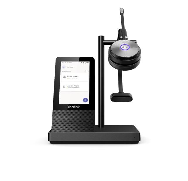 Yealink WH66 Mono Teams Edition  DECT Wirelss Headset With 4' Touch Screen, Busylight On Headset, Leather Ear Cushions, 1 x USB3.0, 2 x USB2.0 Ports Yealink
