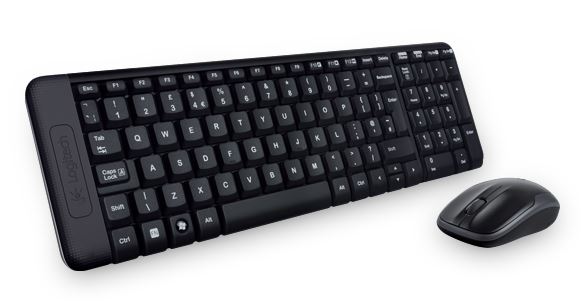 Logitech MK220 Wireless Keyboard & Mouse Combo Much smaller design, same keys 2.4 GHz 128-bit AES encryption Fewer battery hassles(L) Logitech
