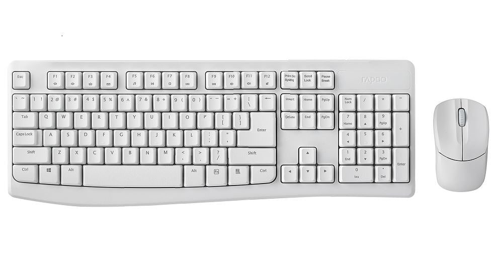 RAPOO X1800Pro Wireless Mouse & Keyboard Combo - 2.4G, 10M Range, Optical, Long Battery, Spill-Resistant Design,1000 DPI, Nano Receiver, Entry (White) Rapoo