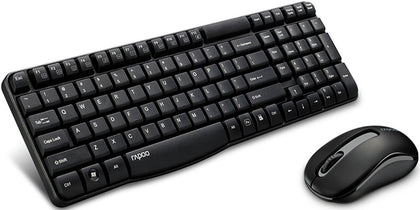 RAPOO X1800S 2.4GHz Wireless Optical Keyboard Mouse Combo Black - 1000DPI Nano Receiver 12m Battery (Black) Rapoo
