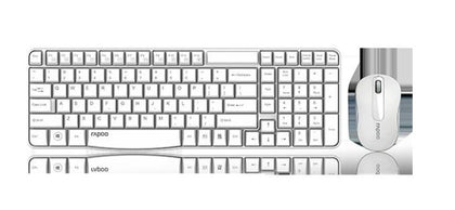 RAPOO X1800S 2.4GHz Wireless Optical Keyboard Mouse Combo Black - 1000DPI Nano Receiver 12m Battery (White) Rapoo