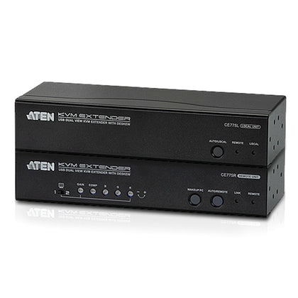 Aten USB Dual VGA Cat 5 KVM Extender with Deskew, extends up to 1280 x 1024 @ 300m and 1920 x 1200 @ 60Hz @ 150 m, extends RS232 and audio Aten