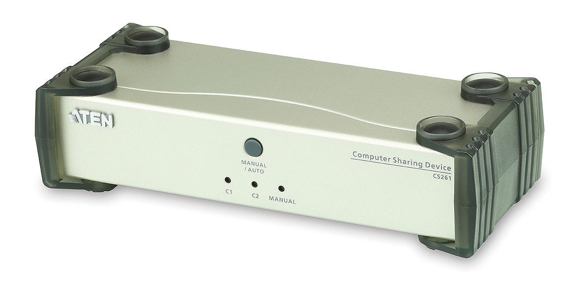Aten Desktop Sharing Device 2 Port Single Computer DVI, 1x Custom KVM Cable Included, Selection Via Front Panel (LS) Aten