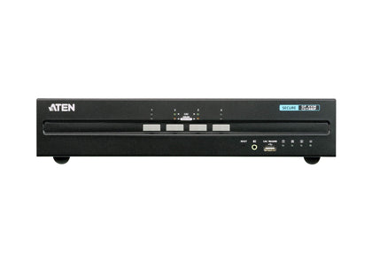 Aten 4-Port USB DisplayPort Dual Display Secure KVM Switch (PSS PP v3.0 Compliant), enable and disable CAC devices by port, with CAC black Aten