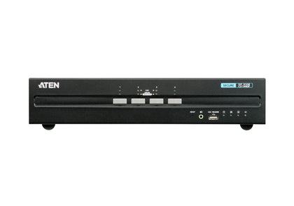 Aten 4-Port USB DisplayPort Dual Display Secure KVM Switch (PSS PP v3.0 Compliant), enable and disable CAC devices by port, with CAC black Aten