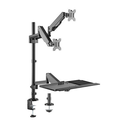 Brateck Gas Spring Sit-Stand Workstation Dual Monitors Mount Fit Most 17'-32' Moniters Up to 8kg per screen, 360° Screen Rotation Brateck