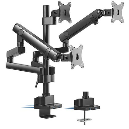 Brateck Triple Monitor Aluminum Slim Pole Held Mechanical Spring Monitor Arm Fit Most 17'-27' Monitors Up to 7kg per screen VESA 75x75/100x100 Brateck