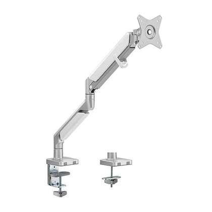 Brateck Single Monitor EPIC Gas Spring Aluminum Monitor Arm Fit Most 17'-32' Monitors, Up to 9kg per screen VESA 75x75/100x100 Gloss Grey Brateck