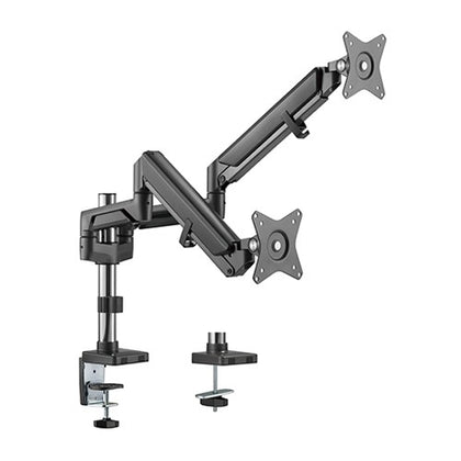 Brateck Dual Monitors Pole-Mounted Epic Gas Spring Aluminum Monitor Arm Fit Most 17'-32' Monitors, Up to 9kg per screen VESA 75x75/100x100 Space Grey Brateck
