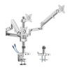 Brateck Triple Monitors Pole-Mounted Epic Gas Spring Aluminum Monitor Arm with USB Fit Most 17'-27' , Up to 7 kg - Gloss Grey Brateck