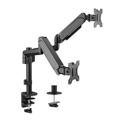 Brateck Dual Monitors Pole-Mounted Gas Spring Monitor Arm Fit Most 17'-32' Monitors Up to 9kg per screen VESA 75x75/100x100 Brateck