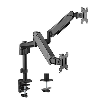 Brateck Dual Monitors Pole-Mounted Gas Spring Monitor Arm Fit Most 17'-32' Monitors Up to 9kg per screen VESA 75x75/100x100 Brateck