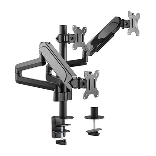 Brateck Triple Monitors Pole-Mounted Gas Spring Monitor Arm Fit Most 17'-27' Monitors Up to 7kg per screen VESA 75x75/100x100 Brateck