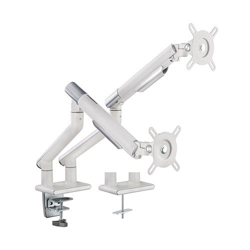 Brateck Dual Monitor Premium Slim Aluminum Spring-Assisted Monitor Arm Fix Most 17'-32' Monitor Up to 9kg per screen VESA 75x75/100x100 (White) Brateck