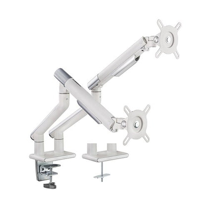 Brateck Dual Monitor Premium Slim Aluminum Spring-Assisted Monitor Arm Fix Most 17'-32' Monitor Up to 9kg per screen VESA 75x75/100x100 (White) Brateck