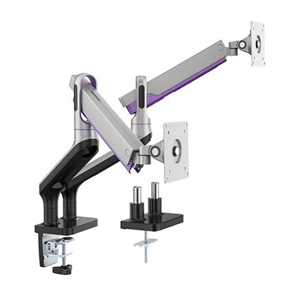 Brateck Dual Monitor Premium Aluminium Spring-Assisted Monitor Arm Fit Most 17'-32'  Flat Panel and Curved Monitors Up to 9kg per screen (Sliver) Brateck