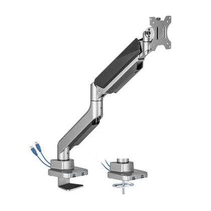Brateck Single Monitor Economy Heavy-Duty Gas Spring Monitor Arm with USD3.1 Ports Fit Most 17'-35' Up 15kg Brateck
