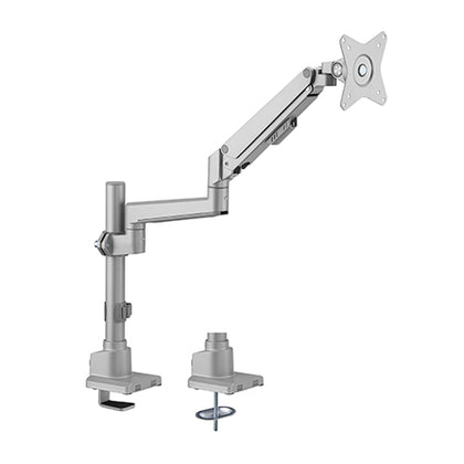 Brateck Single Monitor Pole-Mounted Thin Gas Spring Monitor Arm Fit Most 17'-32' Monitors, Up to 9kg per screen VESA 75x75/100x100  Matte Grey Brateck