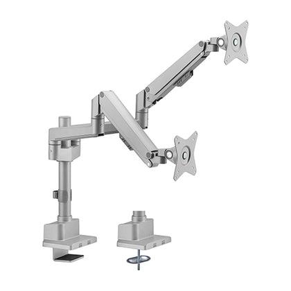 Brateck Dual Monitor Pole-Mounted Thin Gas Spring Monitor Arm Fit Most 17'-32' Monitors, Up to 9kg per screen VESA 75x75/100x100  Matte Grey Brateck