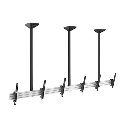 Brateck Triple Screen Menu Board Ceiling Mount with Long Pole Fit Screen Size 45'-50' Up to 50Kg VESA 200x200,400x200,300x300,400x400,600x400 Brateck