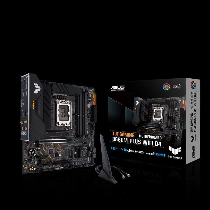 ASUS TUF GAMING B660M-PLUS WIFI D4 Intel LGA 1700 mATX Motherboard PCIe 5.0 DDR4, 2xPCIe4.0 M.2 Slots With Flexible Heatsink, WiFi 6, Aura Sync WIFI6 ASUS
