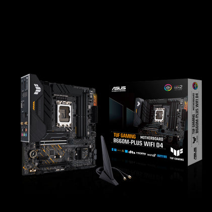 ASUS TUF GAMING B660M-PLUS WIFI D4 Intel LGA 1700 mATX Motherboard PCIe 5.0 DDR4, 2xPCIe4.0 M.2 Slots With Flexible Heatsink, WiFi 6, Aura Sync WIFI6 ASUS